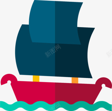 卡通船船希腊神话扁平图标图标