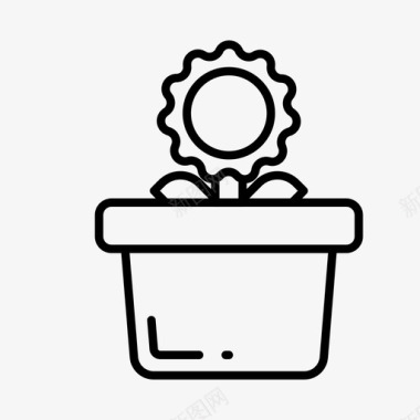 向日葵植物盆栽图标图标