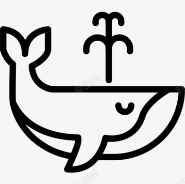 鲸鱼海边直系图标图标