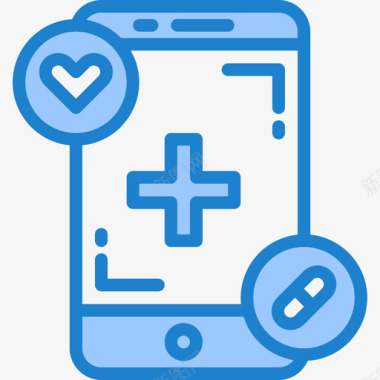 智能手机健康护理30蓝色图标图标