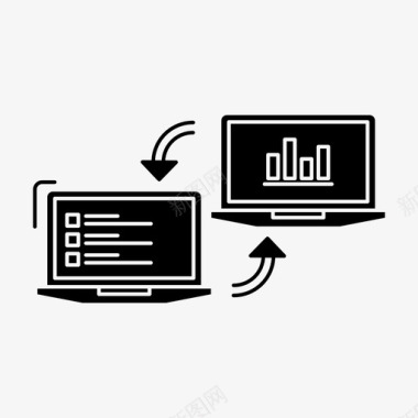 矢量现代电脑桌交换商务计算机图标图标