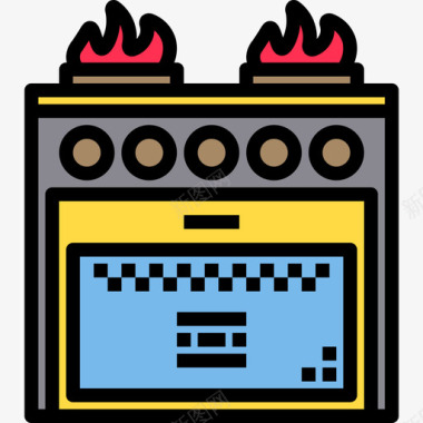 炉灶家用电器13线性颜色图标图标
