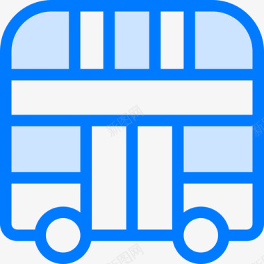 双层巴士英国蓝色图标图标