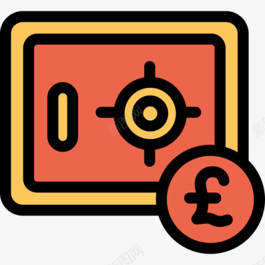 保险箱银行和金融22线性颜色橙色图标图标