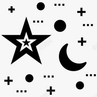 夜景黑夜月亮和星星图标图标
