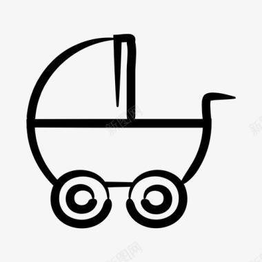 婴儿车手绘图标图标