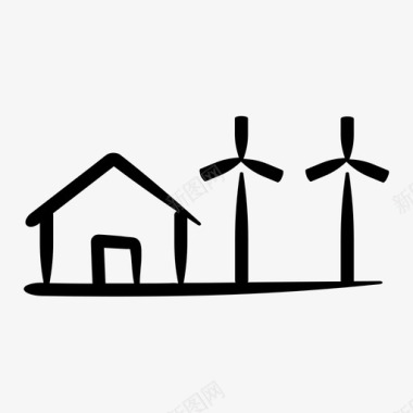 风力发电住宅能源房屋图标图标