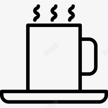 咖啡杯文具和办公室4直线型图标图标