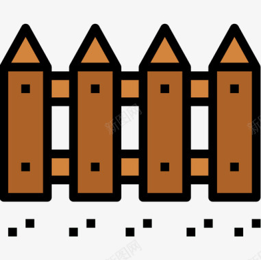 玫瑰围栏围栏园艺工具4线颜色图标图标