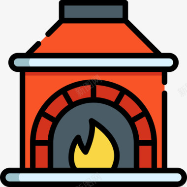 冬季热饮壁炉冬季41线性颜色图标图标