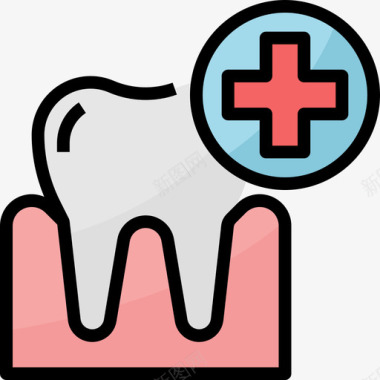 绿色健康标识牙龈牙齿9线形颜色图标图标