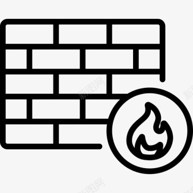 防火逃生安全防火墙防护安全5线性图标图标