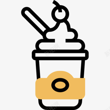 冰淇淋杯街头食品和食品卡车司机3黄色阴影图标图标