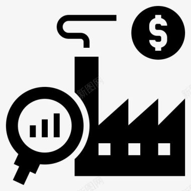 微观经济学分析工厂图标图标