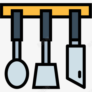 餐具厨房工具19线性颜色图标图标