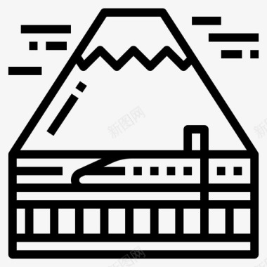 富士山日本风景图标图标