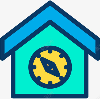 水乡房屋房屋地图和导航8线性颜色图标图标