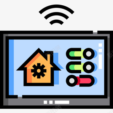自动化挖掘机家庭自动化domotics10线性颜色图标图标