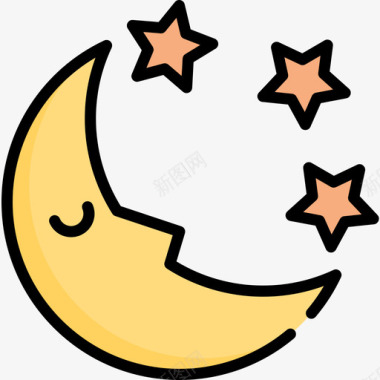 月亮睡觉时间17线颜色图标图标