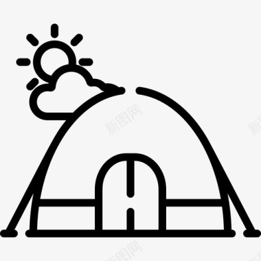 直线帐篷野营73直线型图标图标