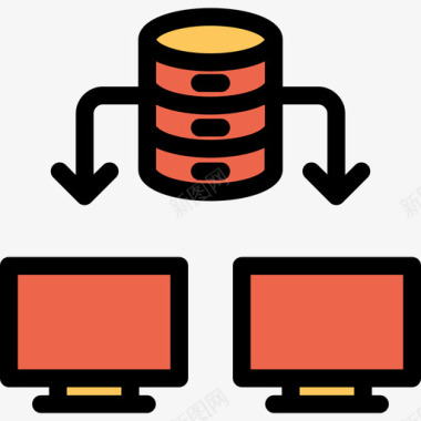橙色长袖服务器大数据8线性橙色图标图标