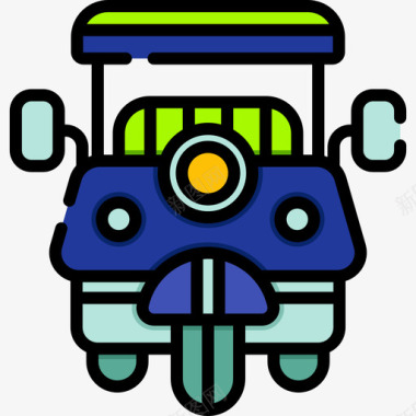 泰国Autorickshaw15线性颜色图标图标