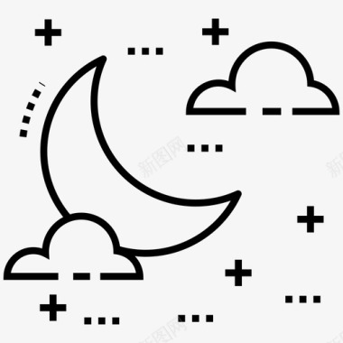 多云的夜晚晚安月亮图标图标
