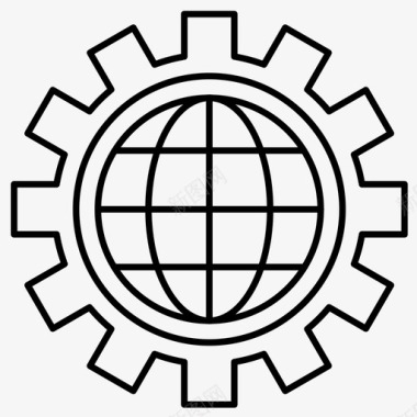 齿轮地球仪世界图标图标
