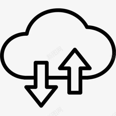 云数据库传输数据库和云2线性图标图标