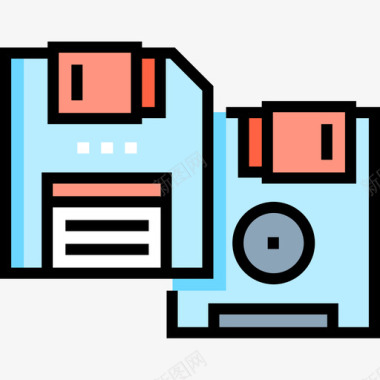 彩色雾软盘电子37线性彩色图标图标