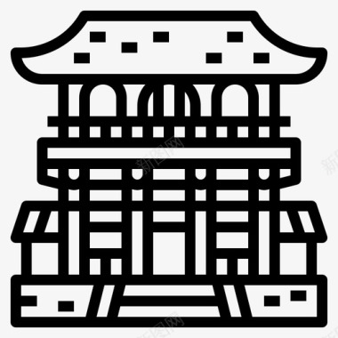寺庙建筑文化图标图标