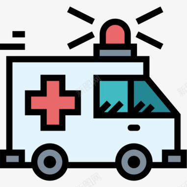 救护车救护车50号医院直线颜色图标图标