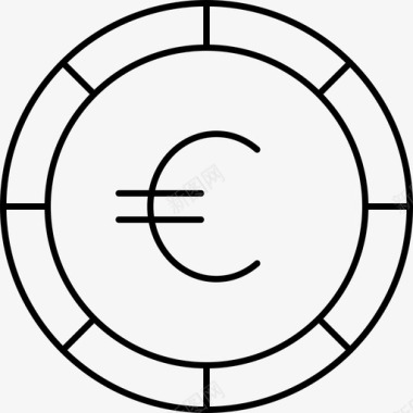 硬币欧元钱币欧元硬币货币图标图标