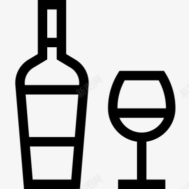 酒瓶玻璃杯红酒图标图标