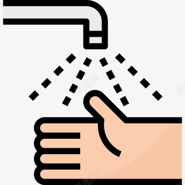 手洗清洁和家务4线性颜色图标图标