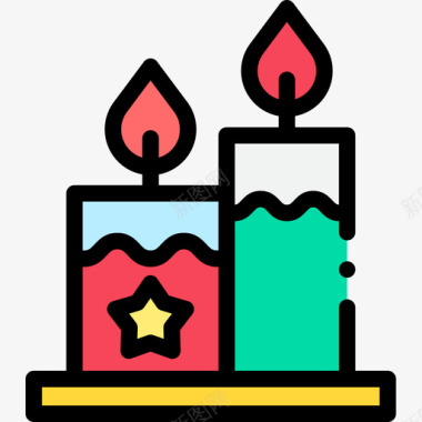 蜡烛蜡烛圣诞131线颜色图标图标