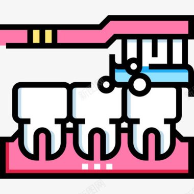 刷牙刷牙牙医26线性颜色图标图标
