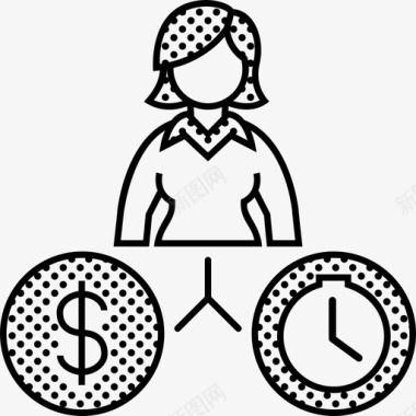 金钱和时间生意女人图标图标