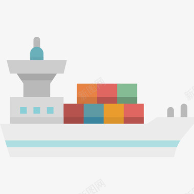 货船货船八月运输扁平图标图标