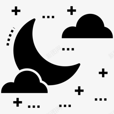 多云之夜晚安月亮图标图标