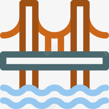桥建筑25线颜色图标图标