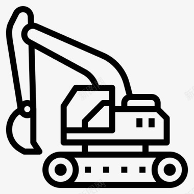 挖掘机推土机施工图标图标