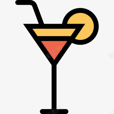 鸡尾酒庆祝和派对直线颜色橙色图标图标