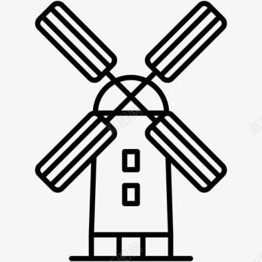 风车荷兰风车地标图标图标