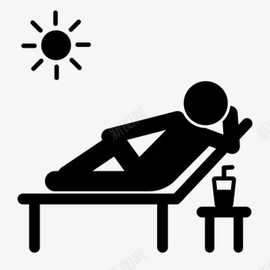 日光浴沙滩椅放松图标图标