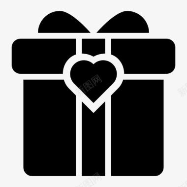 心形盒子礼物盒子心形图标图标