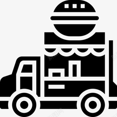 汽车街头食品和食品卡车司机4字形图标图标