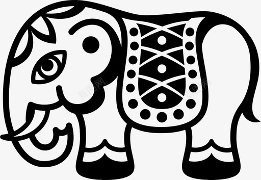 印度象仪式装饰图标图标