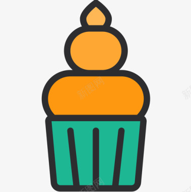 节日庆祝纸杯蛋糕节日4线性颜色图标图标