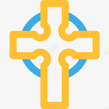 十字架宗教21直线颜色图标图标